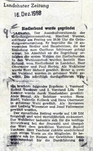 Gründungsbericht vom 16.12.1968